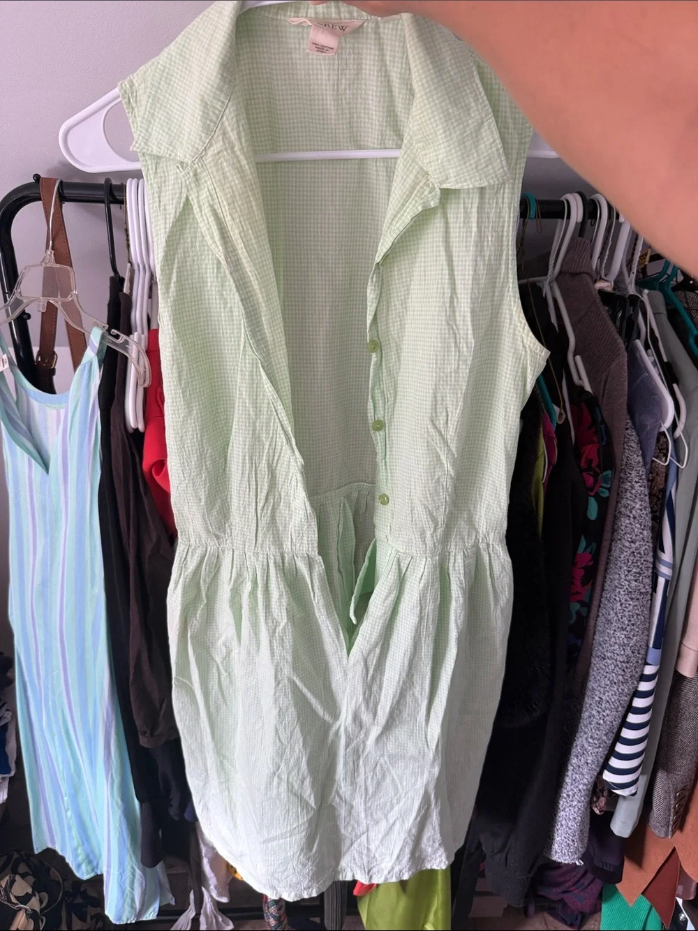 J. Crew vintage Light Green Sleeveless Button-Front Tunic